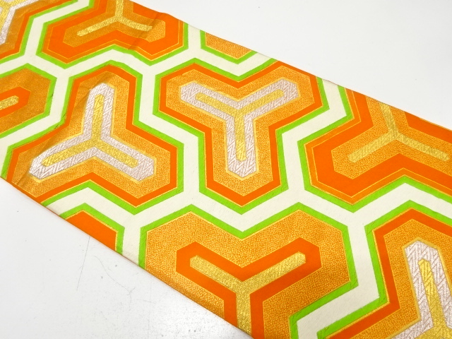 アンティーク　毘沙門亀甲模様織り出し袋帯（材料）